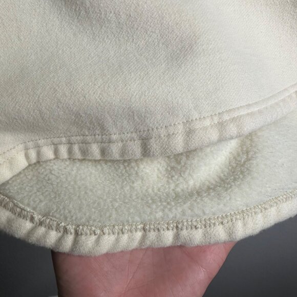 Homme + Femme Short Sleeve Hooded Sweatshirt Size Medium Cream Quarter Zip - Picture 3 of 9